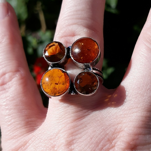 New Amber and Honey Citrine 925 Silver Ring. - Picture 4 of 8